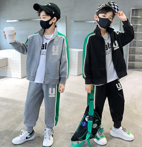 童裝男童運(yùn)動(dòng)套裝春秋裝新款兒童中大童帥氣男孩休閑兩件