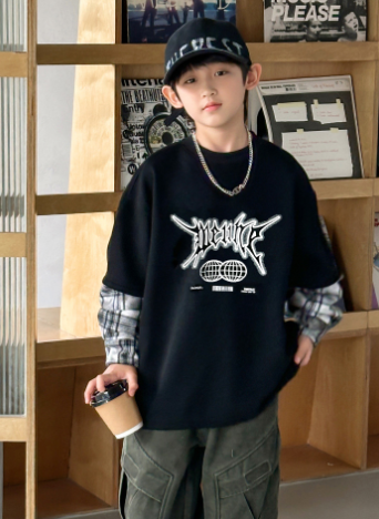 男童加絨衛(wèi)衣秋冬款2025新款兒童裝冬季一體絨加厚冬裝圓領(lǐng)打