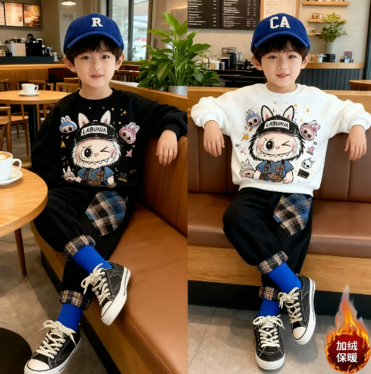 男童帥氣拉布布長(zhǎng)袖上衣2025秋季新款兒童洋氣卡通 兒童加絨